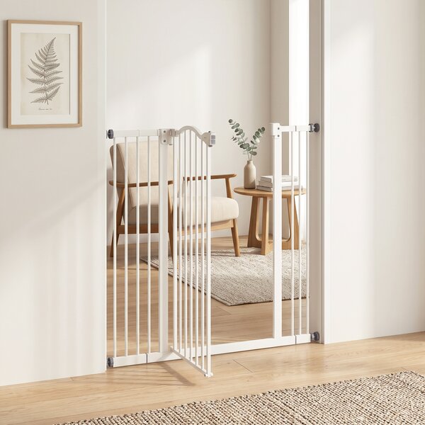 PawHut Poartă Extensibilă pentru Câini fără Șuruburi, Poartă de Siguranță Reglabilă, 94-100x94 cm, Alb | Aosom Romania