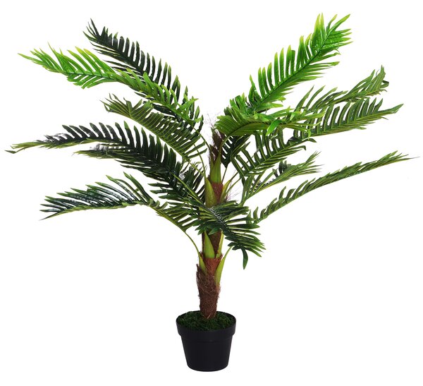 Outsunny Planta Artificiala Palmier Cycas Inaltime 123cm, Planta Artificiala cu Ghiveci Inclus, Decoratiune pentru Casa si Gradina | Aosom Romania