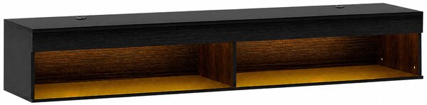 HOMCOM Suport TV Plutitor cu Lumini LED pentru Televizoare de Până la 190 cm, Consolă Media cu Raft de Depozitare, 180x40x30 cm, Negru | Aosom Romania