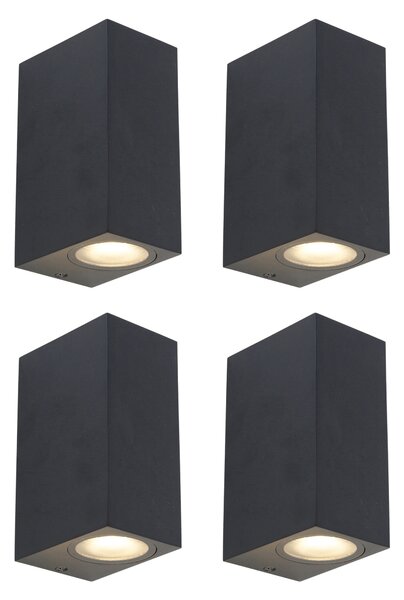 Set de 4 aplice moderne negre cu 2 lumini IP44 - Baleno