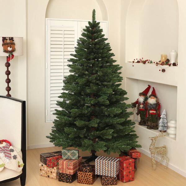 HOMCOM Brad de Crăciun Artificial cu 1050 Crengi Ignifuge, Pom de Crăciun Realist în Formă de Pin, Ø120x180 cm, Verde | Aosom Romania
