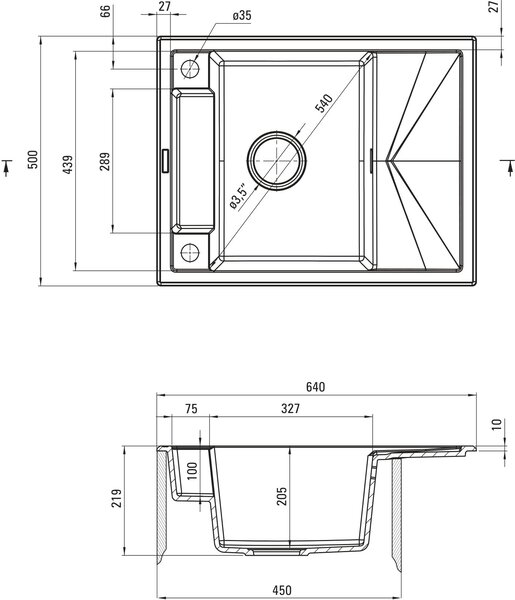 Deante Magnetic chiuvetă din granit 64x50 cm gri/grafit/onix ZRM_G11A