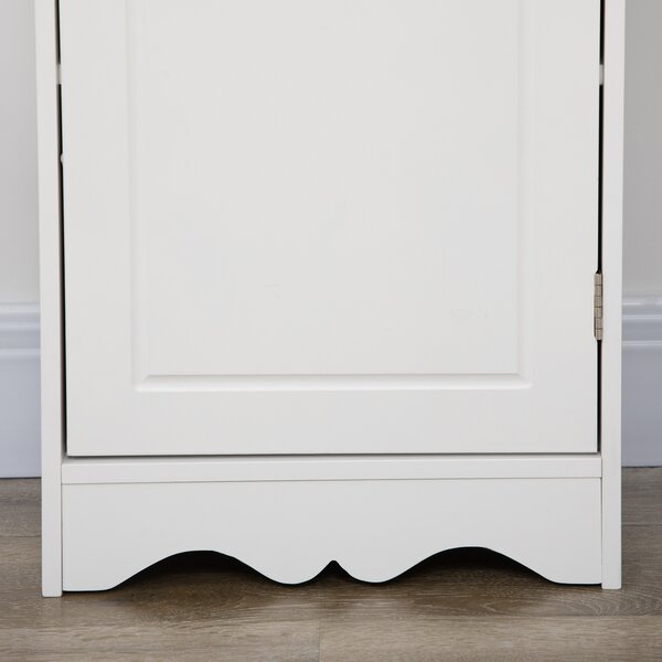 Mobila Coloana HOMCOM pentru Baie, Lemn cu Decor Sculptura Floare Alba 40x23x160cm | Aosom Romania