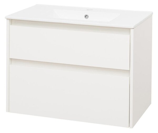 Mereo Mereo, Opto, dulap baie cu chiuveta ceramica 81 cm, alb, stejar, alb/stejar, negru, MER-CN911