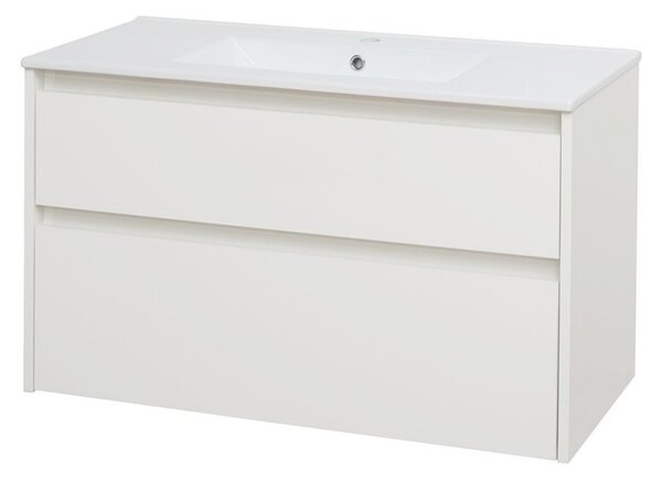 Mereo Mereo, Opto, dulap baie cu chiuveta ceramica 101 cm, alb, stejar, alb/stejar, negru, MER-CN912