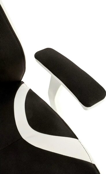 Scaun de birou CHRONO, negru/alb, stofa/piele ecologica, 65x70x120/128