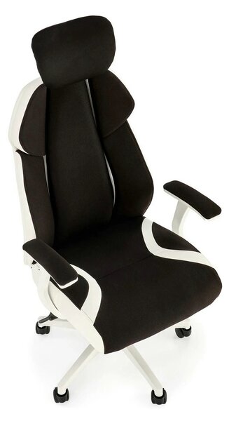 Scaun de birou CHRONO, negru/alb, stofa/piele ecologica, 65x70x120/128