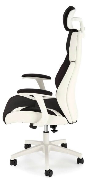 Scaun de birou CHRONO, negru/alb, stofa/piele ecologica, 65x70x120/128