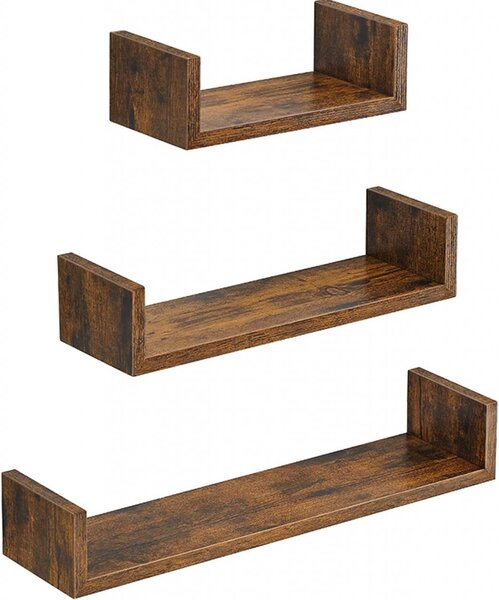 Set 3 Etajere Suspendate Model Ty, Maro antichizat, 30x15x10 cm