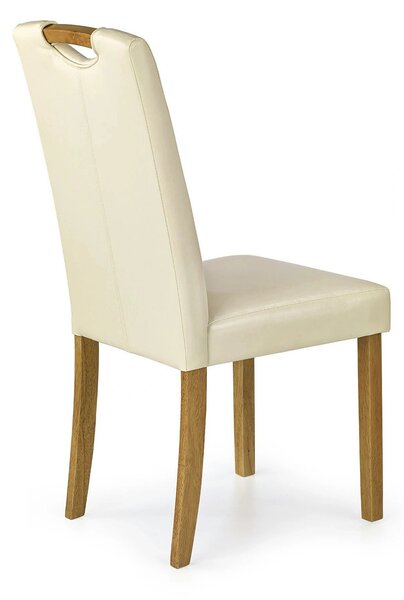 Scaun living Caro, crem/fag, piele ecologica/lemn de cauciuc, 42x58x96