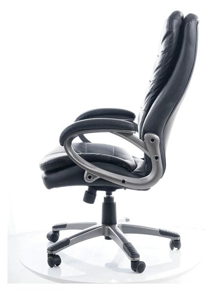 Scaun de birou Q-270, negru/crom, piele ecologica/metal, 66x50x114/124