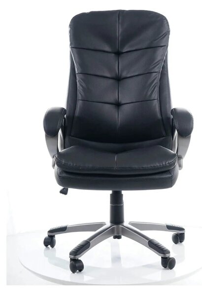 Scaun de birou Q-270, negru/crom, piele ecologica/metal, 66x50x114/124