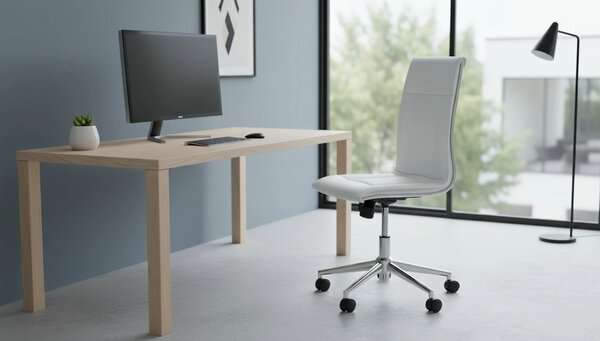 Scaun de birou PORTO, alb, piele ecologica, 44x57x97/107 cm