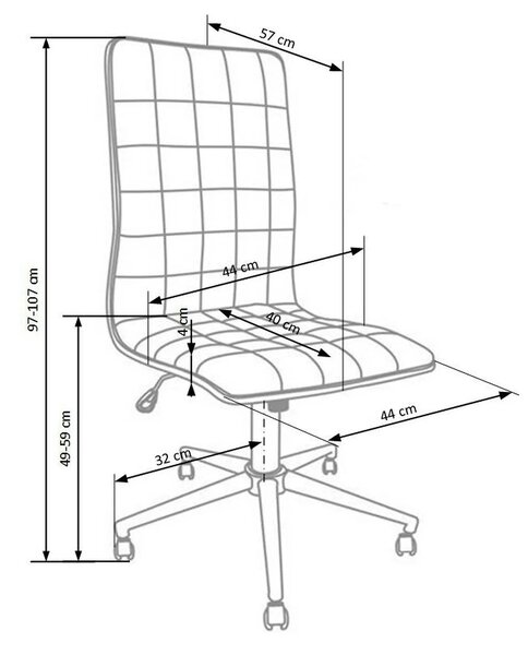 Scaun de birou PORTO, alb, piele ecologica, 44x57x97/107 cm