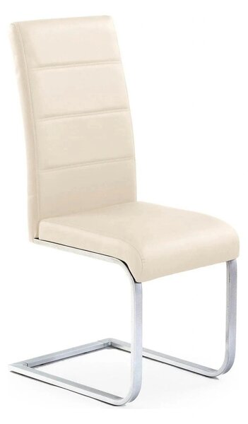 Scaun tapitat K85, crem/crom, metal/piele ecologica, 42X56X100 CM