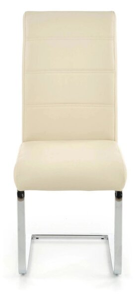 Scaun tapitat K85, crem/crom, metal/piele ecologica, 42X56X100 CM