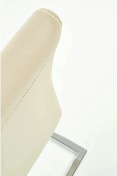 Scaun tapitat K85, crem/crom, metal/piele ecologica, 42X56X100 CM