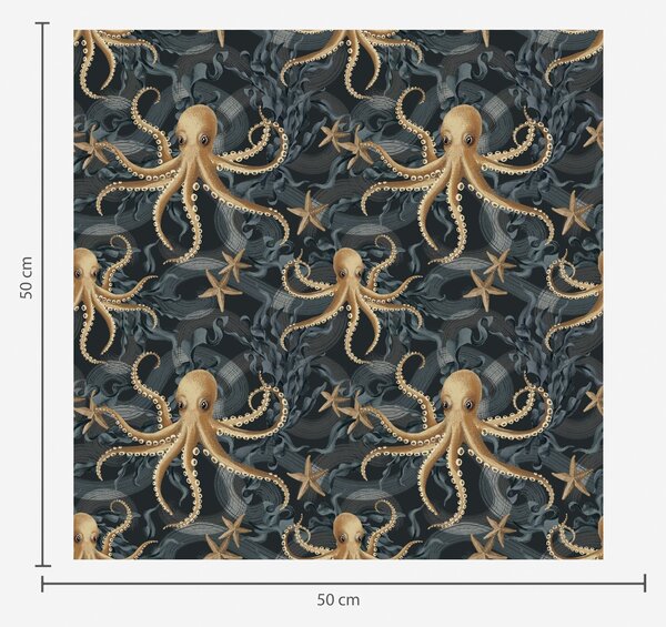 Tapet Octopus pe un fundal albastru închis, Tapet pentru copii, Tapet pentru fete, a00120v1 : Uwalls.ro