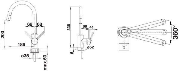 Blanco Mida-S baterie bucătărie pe picior alb 521457