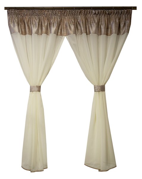 Perdea Velaria in ivoire cu tafta satinata roz pal, 180x178 cm