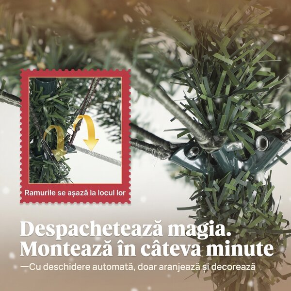 HOMCOM Brad de Crăciun Înnzăpezit Înalt de 150 cm cu 398 Ramuri, Brad Artificial de Interior cu Conuri și Boabe Roșii Decorative, Bază Metalică, Verde | Aosom Romania