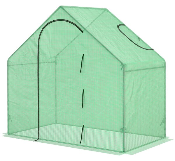 Outsunny Sera Cabina Portabila 180x100cmx168cm, Folie PE, Cadru de Otel, Usa cu Fermoar, Aerisire Superioara, Verde | Aosom Romania