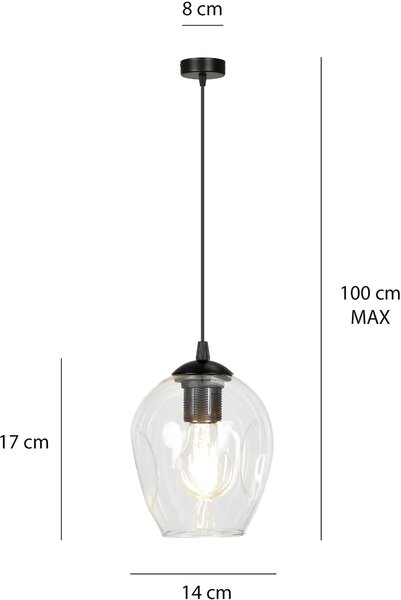 Emibig Istar lampă suspendată 1x15 W negru-transparent 679/1