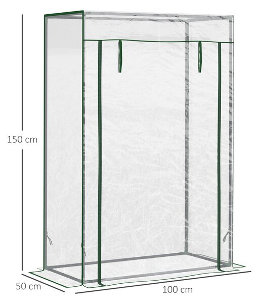 Outsunny Seră pentru Balcon cu Ușă Rulabilă, 100x50x150 cm, Transparentă | Aosom Romania