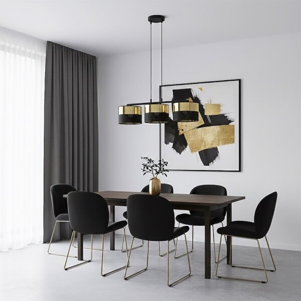 Lustră suspendată pe cablu LUX 3xE27/15W/230V negru/auriu