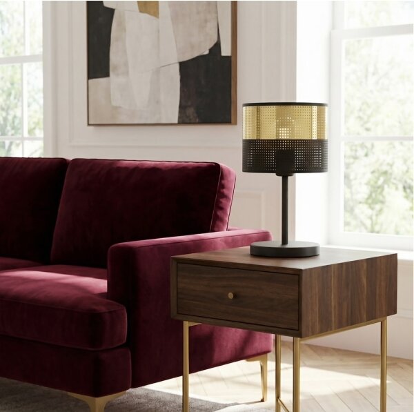Lampă de masă LUX 1xE27/15W/230V negru/auriu