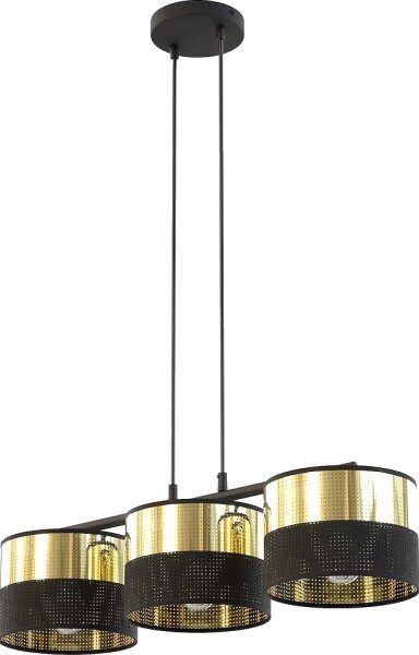 Lustră suspendată pe cablu LUX 3xE27/15W/230V negru/auriu