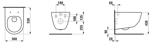 Laufen Pro A vas wc agăţat fără margine alb H8209660000001