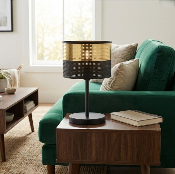 Lampă de masă LUX 1xE27/15W/230V negru/auriu