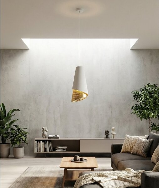 Lustră suspendată pe cablu MODA 1xE27/15W/230V alb/auriu