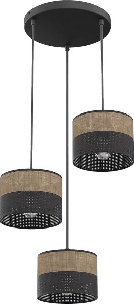 Lustră suspendată pe cablu KARBON 3xE27/15W/230V negru/maro