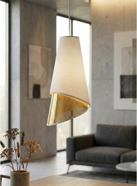 Lustră suspendată pe cablu MODA 1xE27/15W/230V alb/auriu