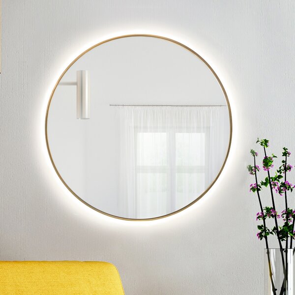 Baltica Design Bright oglindă 90x90 cm rotund cu iluminare auriu 5904107900469