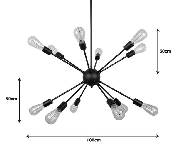 Lustra Ponile metal negru 52x52x100 cm