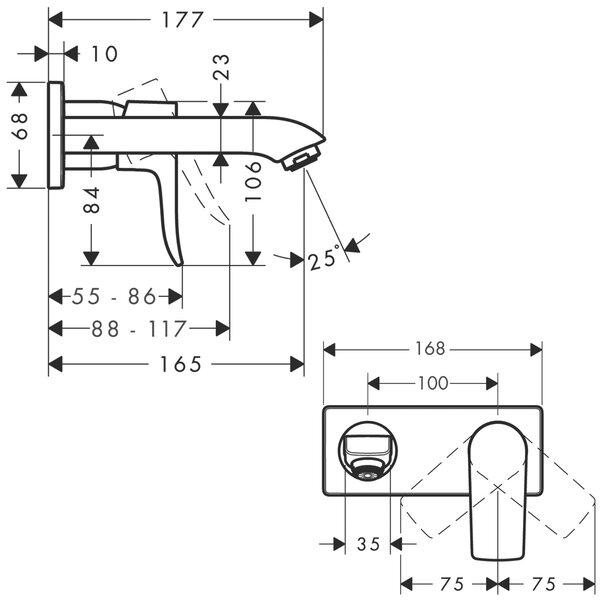 Hansgrohe Metris baterie lavoar ascuns crom 31085000