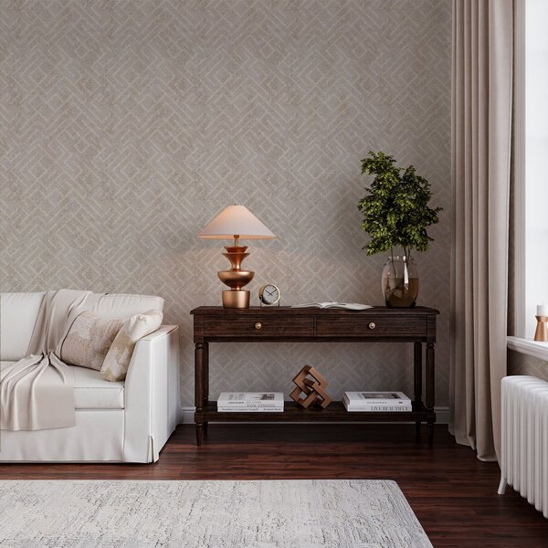 Tapet Model retro pe un fundal gri și bej, Tapete scandinav, a00142 : Uwalls.ro
