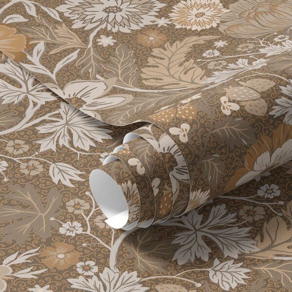 Tapet Compoziție florală din teracotă cu ornament, Tapet rustic, a00145v1 : Uwalls.ro