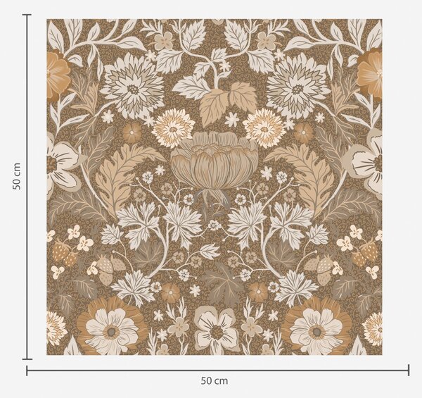 Tapet Compoziție florală din teracotă cu ornament, Tapet rustic, a00145v1 : Uwalls.ro