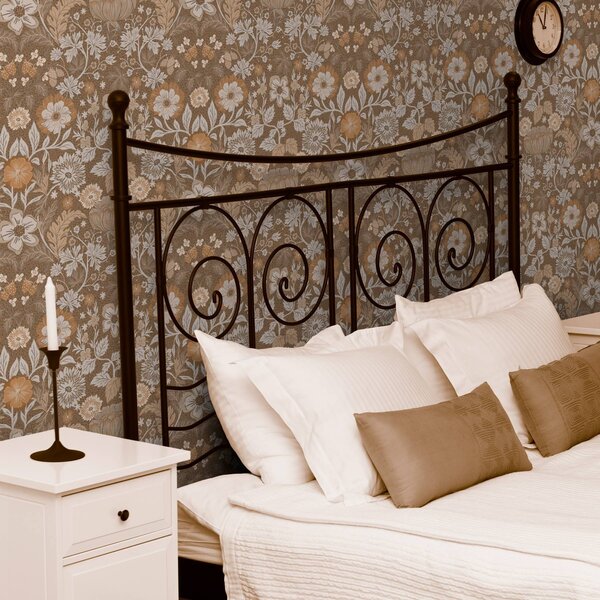Tapet Compoziție florală din teracotă cu ornament, Tapet rustic, a00145v1 : Uwalls.ro