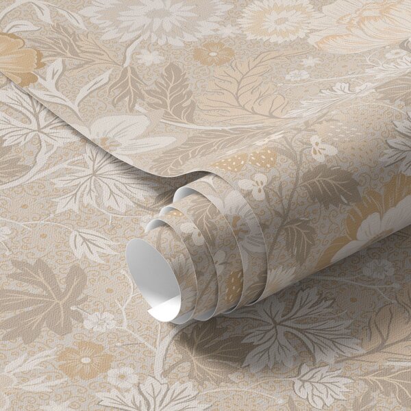 Tapet Imprimeu floral bej într-o paletă pastel, Tapet rustic, a00145 : Uwalls.ro