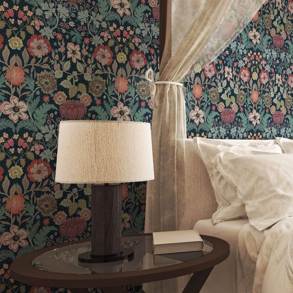 Tapet Model floral în burgundia și verde, Tapet rustic, a00145v5 : Uwalls.ro