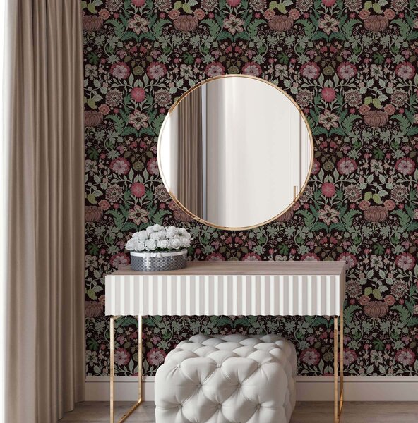 Tapet Imprimeu contrastant cu motive florale, Tapet rustic, a00145v4 : Uwalls.ro