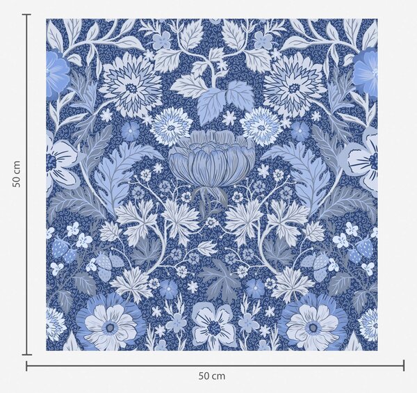 Tapet Imprimeu botanic albastru în stil vintage, Tapet stil englezesc, a00145v2 : Uwalls.ro