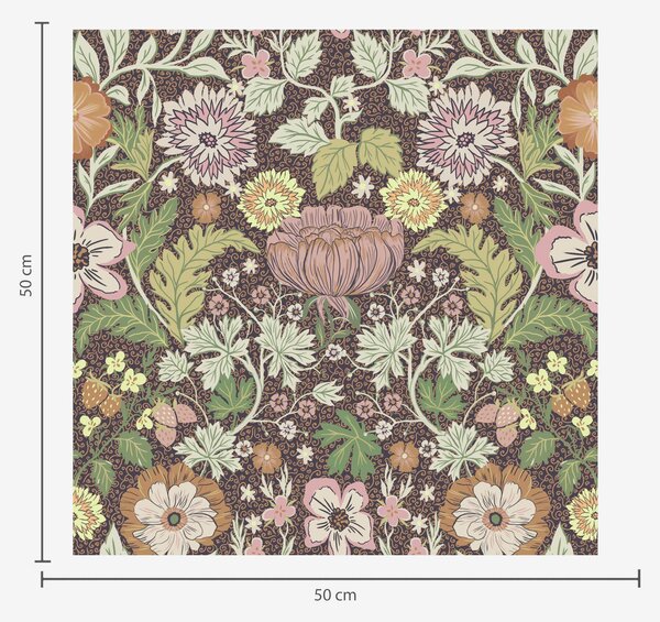 Tapet Model colorat cu verdeață și flori, Tapet rustic, a00145v3 : Uwalls.ro