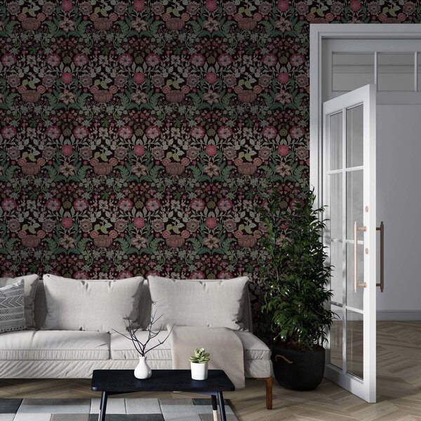 Tapet Imprimeu contrastant cu motive florale, Tapet rustic, a00145v4 : Uwalls.ro