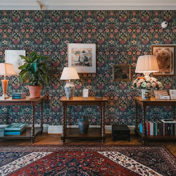 Tapet Model floral în burgundia și verde, Tapet rustic, a00145v5 : Uwalls.ro